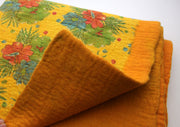 Flower Printed Yellow Felt Floor Rug - nepacrafts