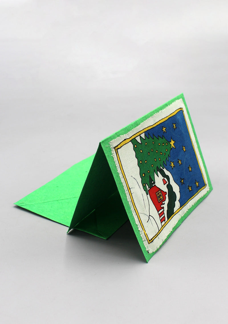 Fair Trade Batik Christmas Tree Greetings Card