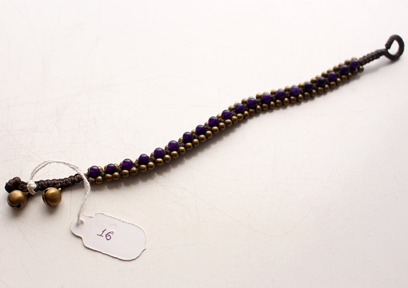 Dark Purple Handwoven Glass Beads Teen Anklet - nepacrafts