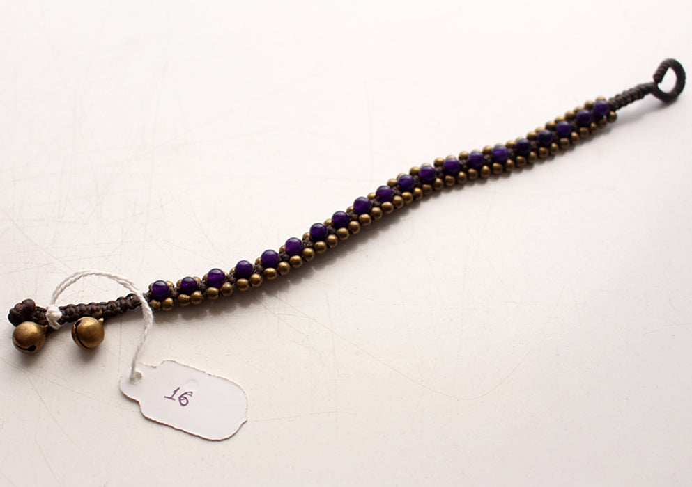 Dark Purple Handwoven Glass Beads Teen Anklet - nepacrafts