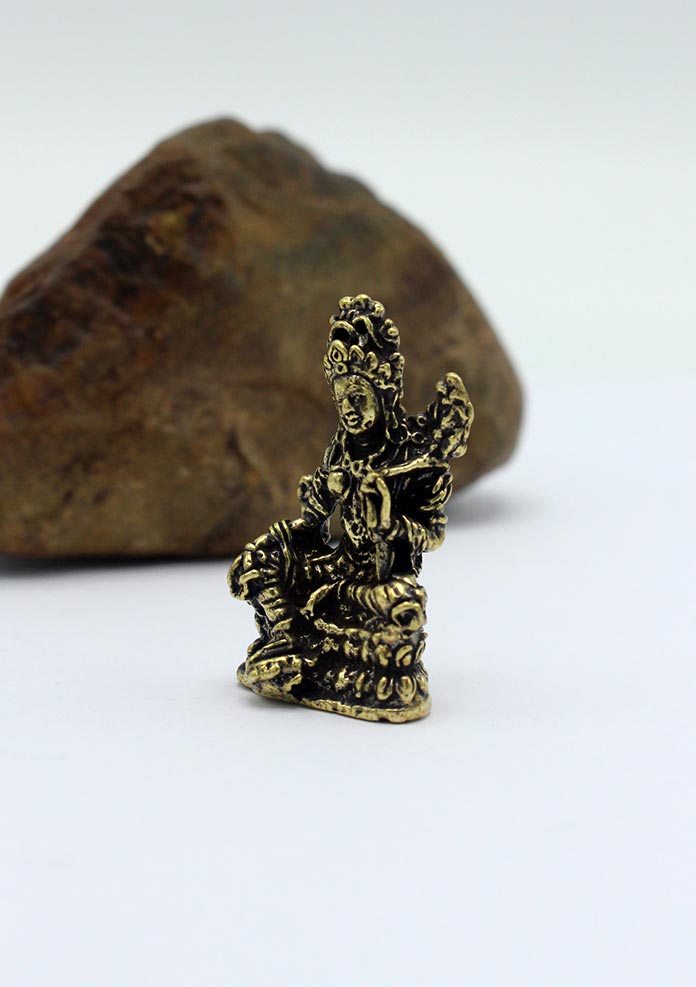 Mini Brass Green Tara Statue