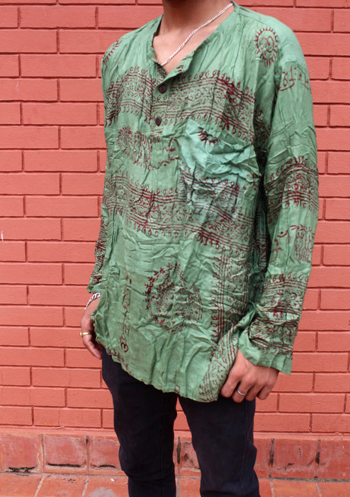 Forest Green Print Cotton OM Shirts/ Yoga Shirt
