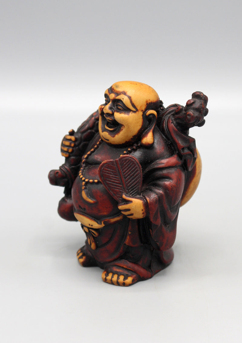 Laughing Buddha with Fan Resin Statue - nepacrafts