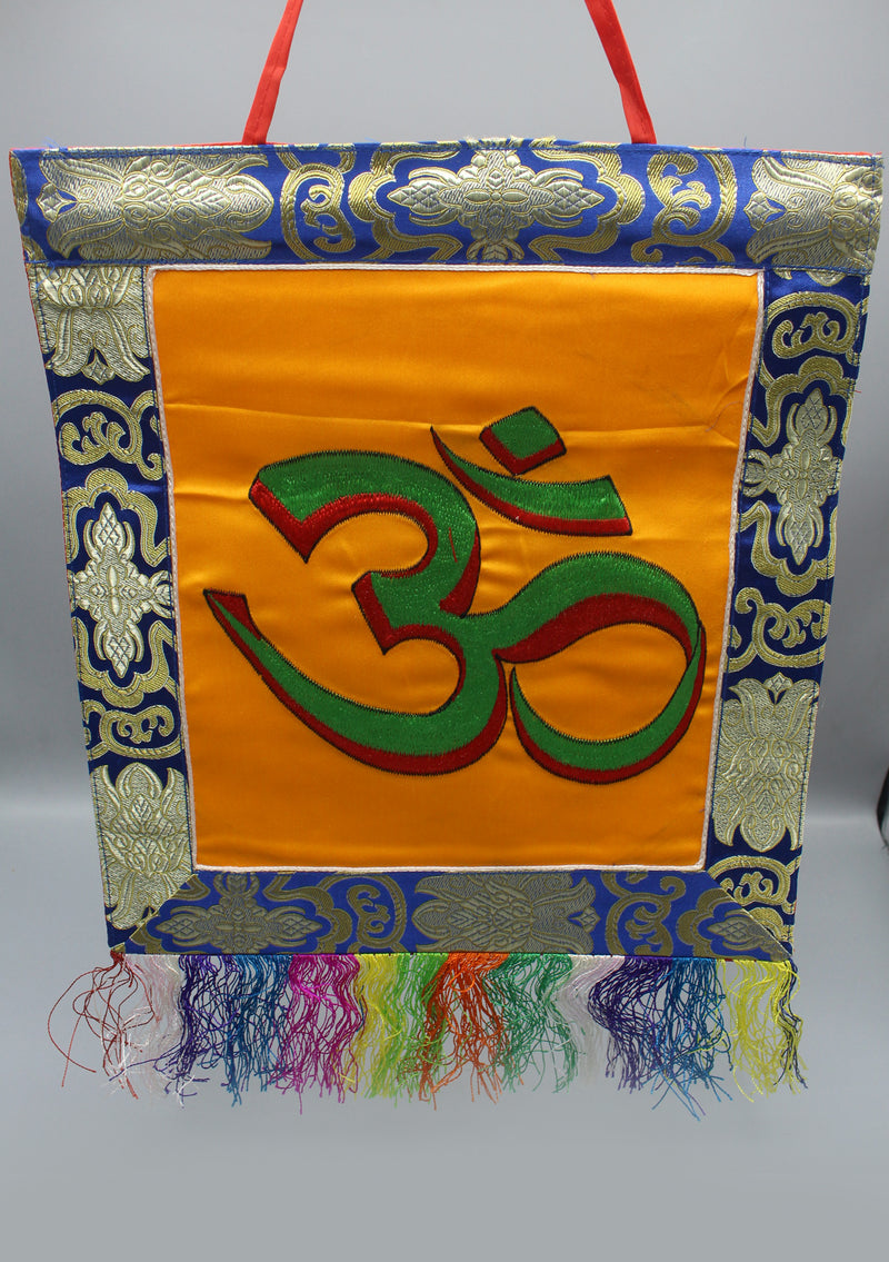 OM Embroidery Brocade Framed Wall Hanging Banner