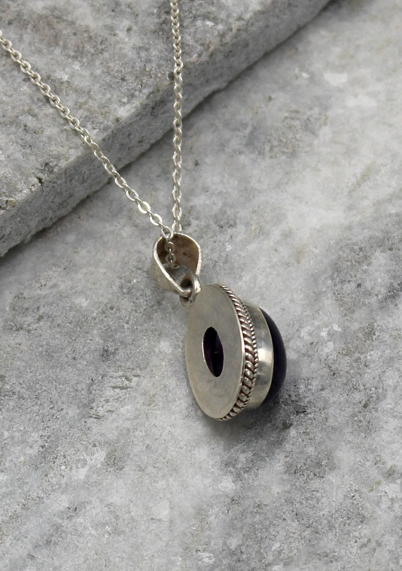 Charming Amethyst Inlaid Sterling Silver Pendant - nepacrafts