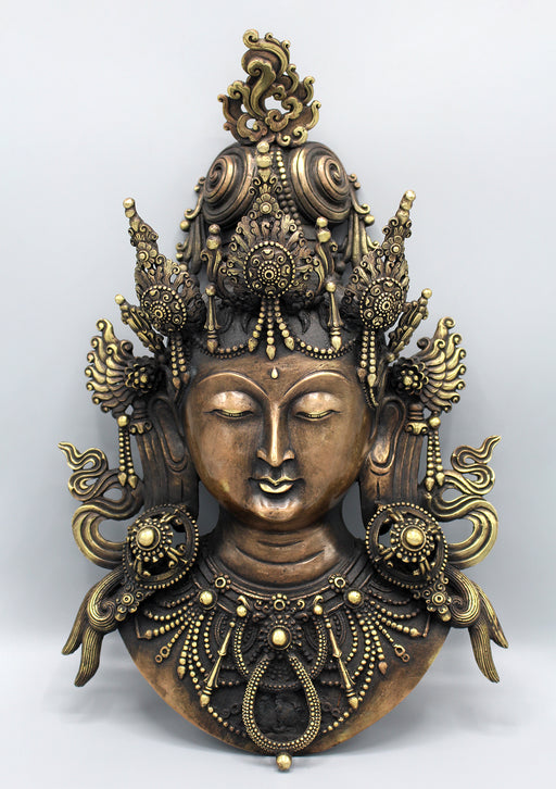 Elegant Brass Tara Wall Hanging Mask - nepacrafts