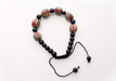 Black Beads Bracelet with Stone Setted Oval Charms Inlaid Faux Coral & Turquoise - nepacrafts