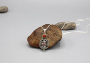 Coral Inlaid Spinning Dorjee Silver Sterling Pendant - nepacrafts