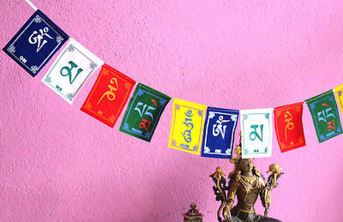 Om Mani Velvet Prayer Flags-Small