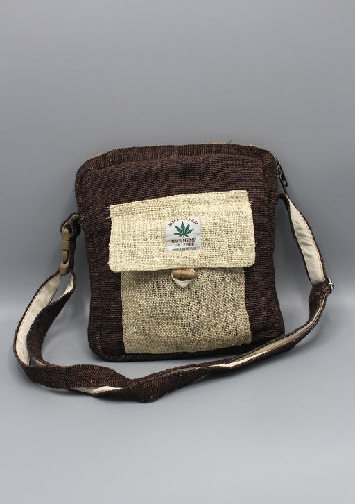 Brown Hemp Cross Body Travel Bag - nepacrafts