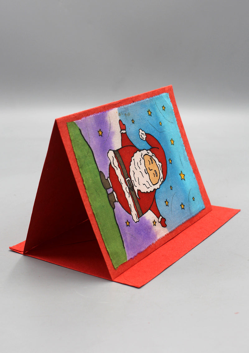 Fair Trade Batik Happy Santa Claus Greetings Card