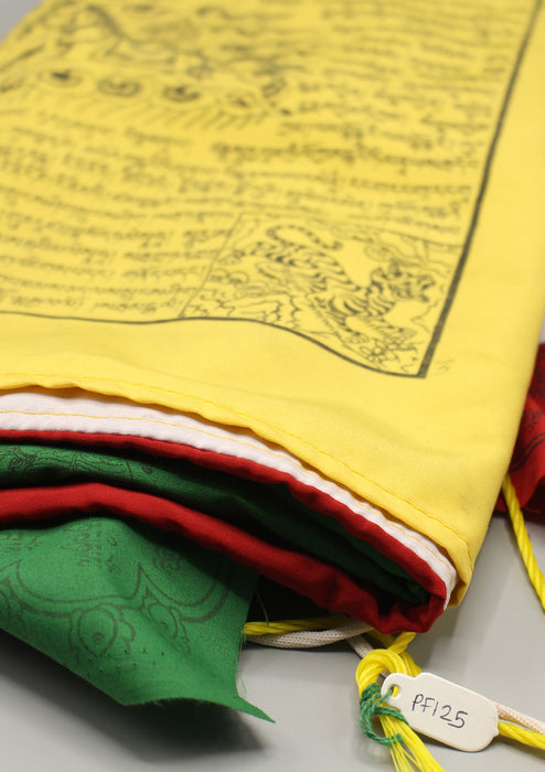 Large Vertical Double Print Tibetan Deities and Windhorse Prayer Flags - nepacrafts