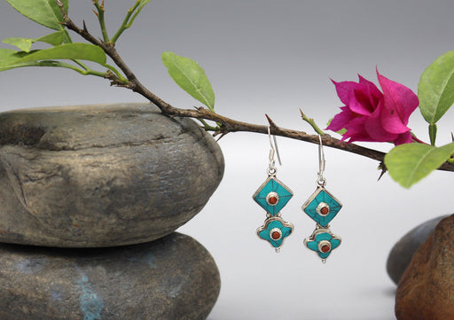 Floral Dangle Sterling Silver Earrings - nepacrafts