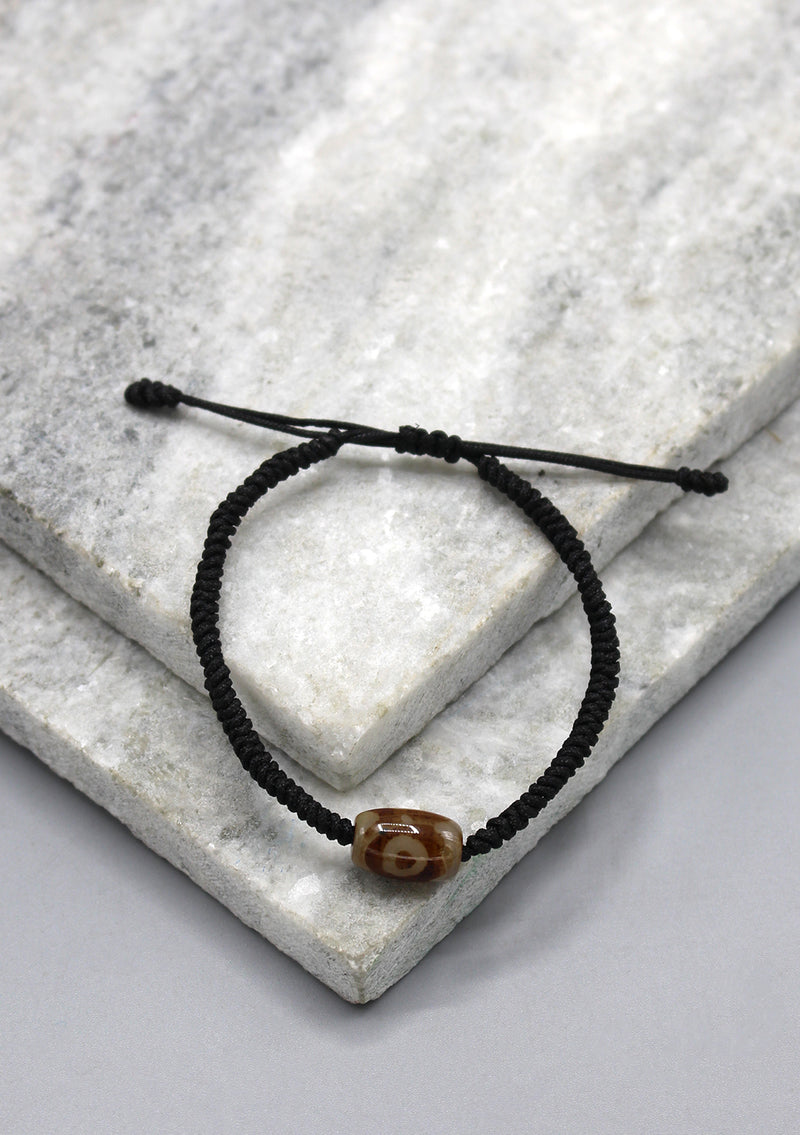 Black Color Lucky Knots Bracelet with Dzi Bead