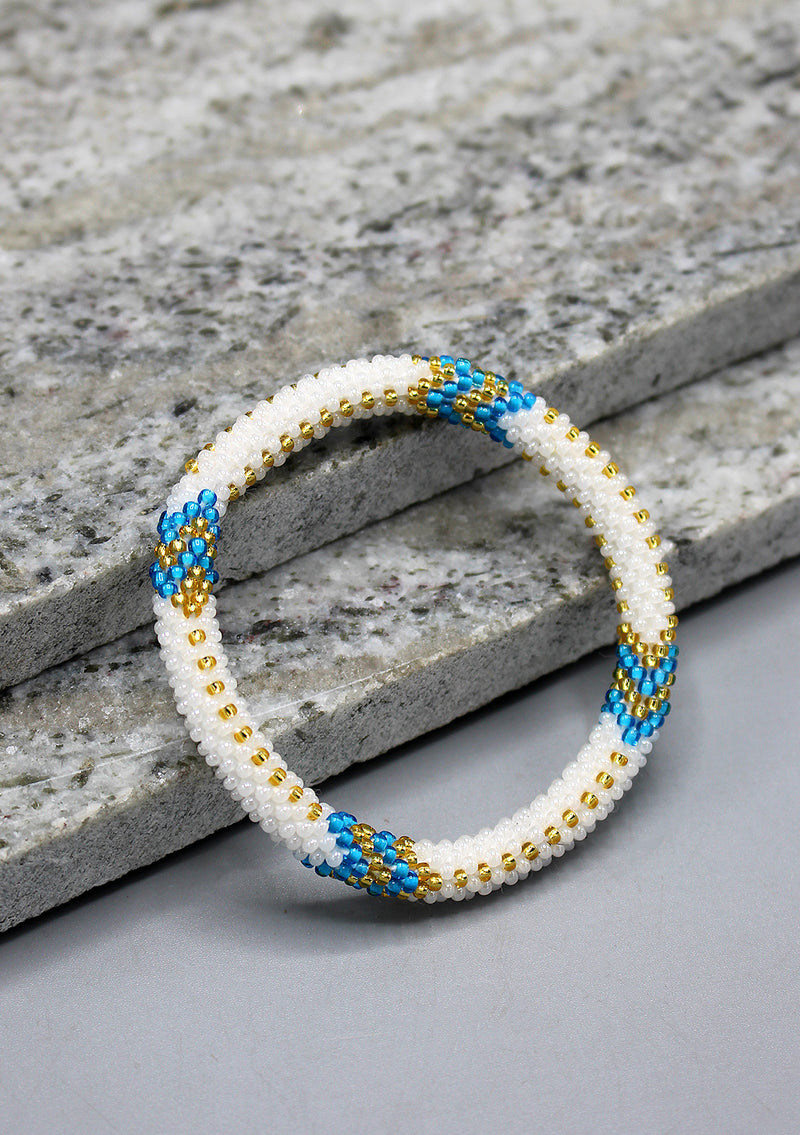 Gold and white Diamond Glass Beads Bracelet