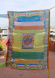 Bright Colored Green Tara Vertical Prayer Flags - nepacrafts
