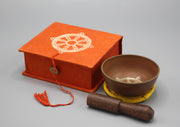 Dharma Chakra Painted Singing Bowls with Cushion and Mallet in Gift Box - nepacrafts