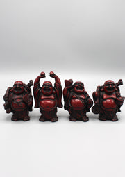 Set of 4 Maroon Laughing Buddha Statue - nepacrafts