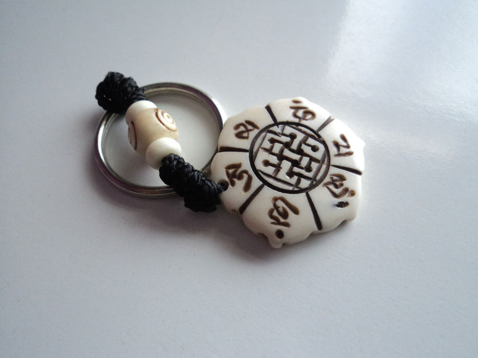 Hand Crafted Tibetan Endless Knot Bone Keychains - nepacrafts