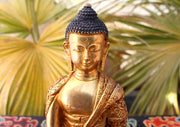 Dragon Carved Fully Gold Plated Shakyamuni Buddha Statue - nepacrafts