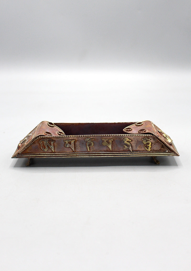 Tibetan Om Mani Long Copper Incense Burner