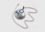 Tibetan Om and Lotus Painted White Metal Pendant - nepacrafts