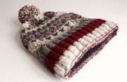 Gray Red Multicolored Woolen Pom Pom Beanie - nepacrafts