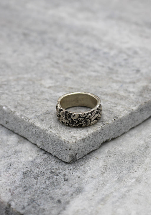 Fine Dragon Carving Sterling Silver Finger Ring - nepacrafts