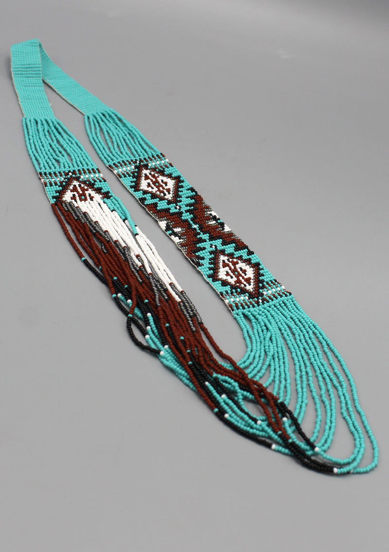 Sea Green and Brown Glass Beads Women's Necklace - nepacrafts
