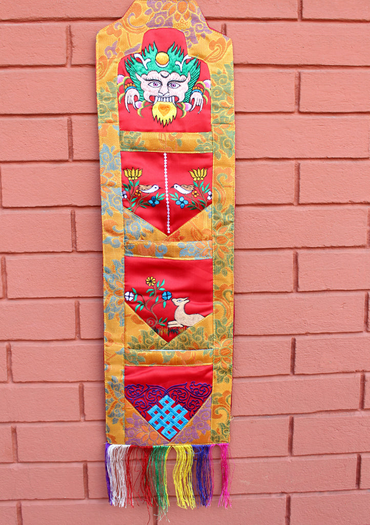 Embroidered Letter Case Brocade Tibetan Hanging Banner - nepacrafts