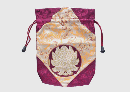 Lotus Embroidered Mala and Jwelery Bag - nepacrafts
