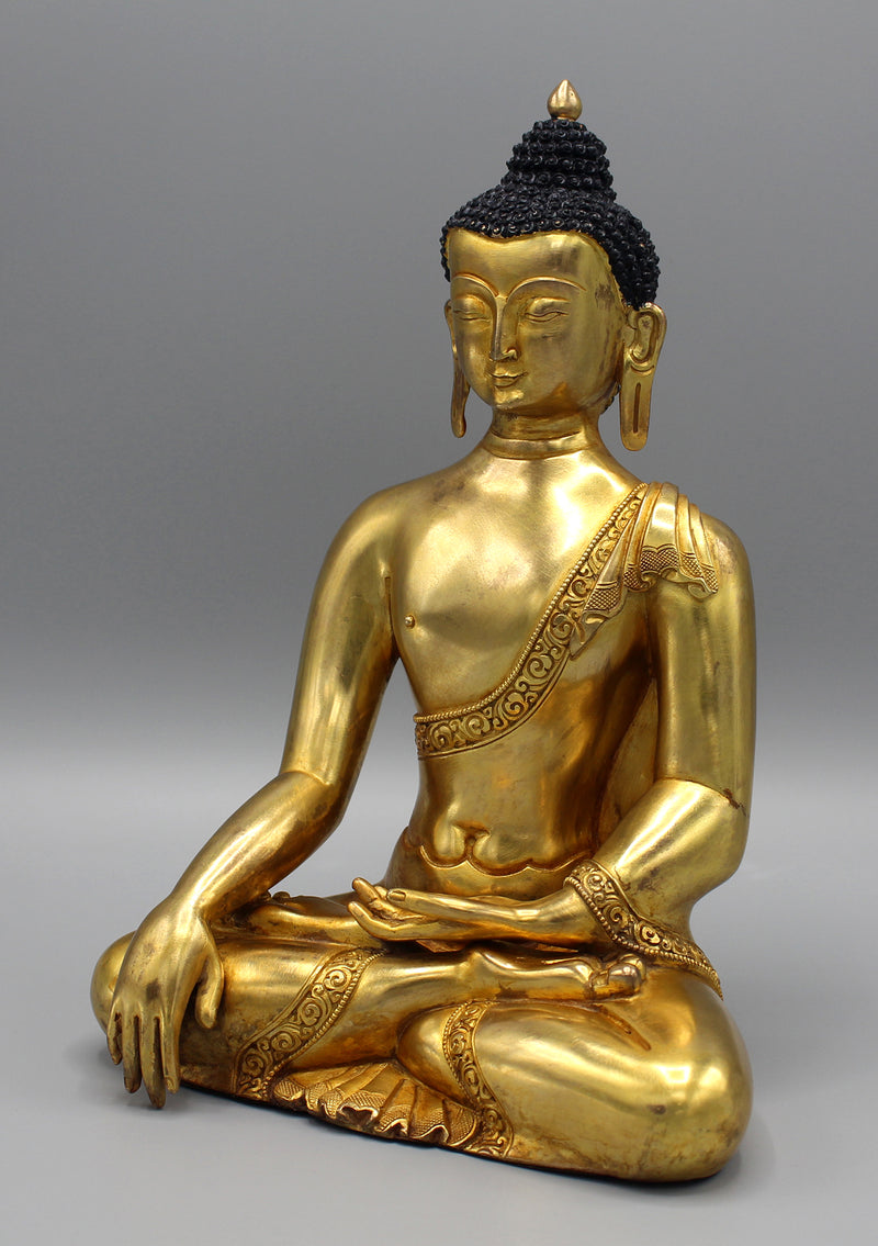 Shakyamuni Buddha Fully Gold Plated Statue - nepacrafts