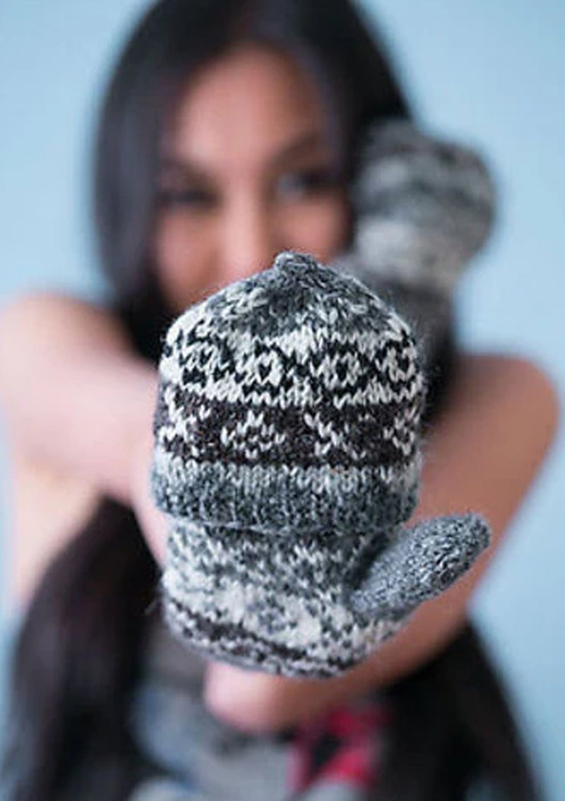 Hand knit Natural color Woolen Convertible Mittens (Natural WOG51)