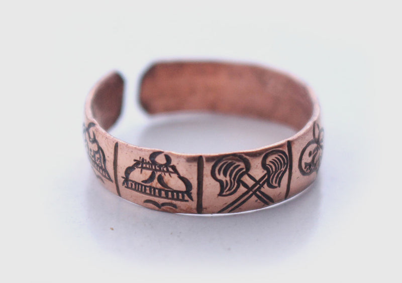 Handcarved Unisex Copper Finger Ring