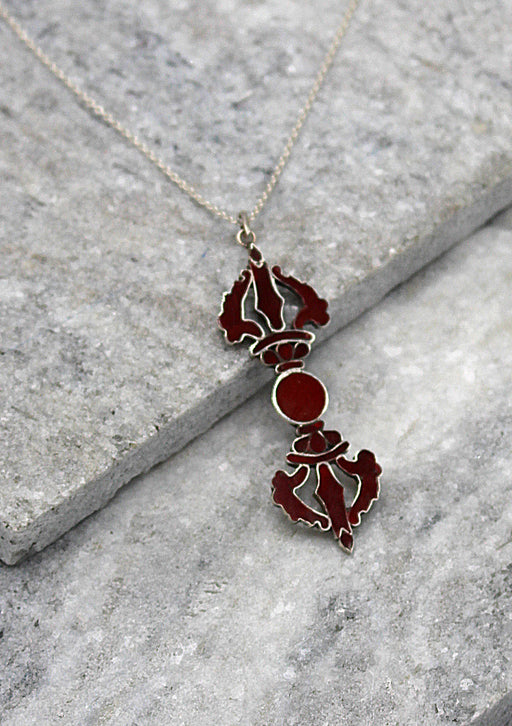 Coral Dorjee Sterling Silver Pendant - nepacrafts