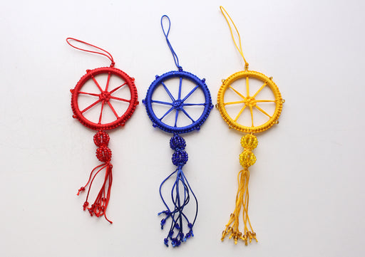 Charming Wheel of Life Car Hanging Decorated with Glass Beads - nepacrafts