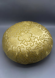 Round Stuffed Brocade Meditation and Yoga Cushion - nepacrafts