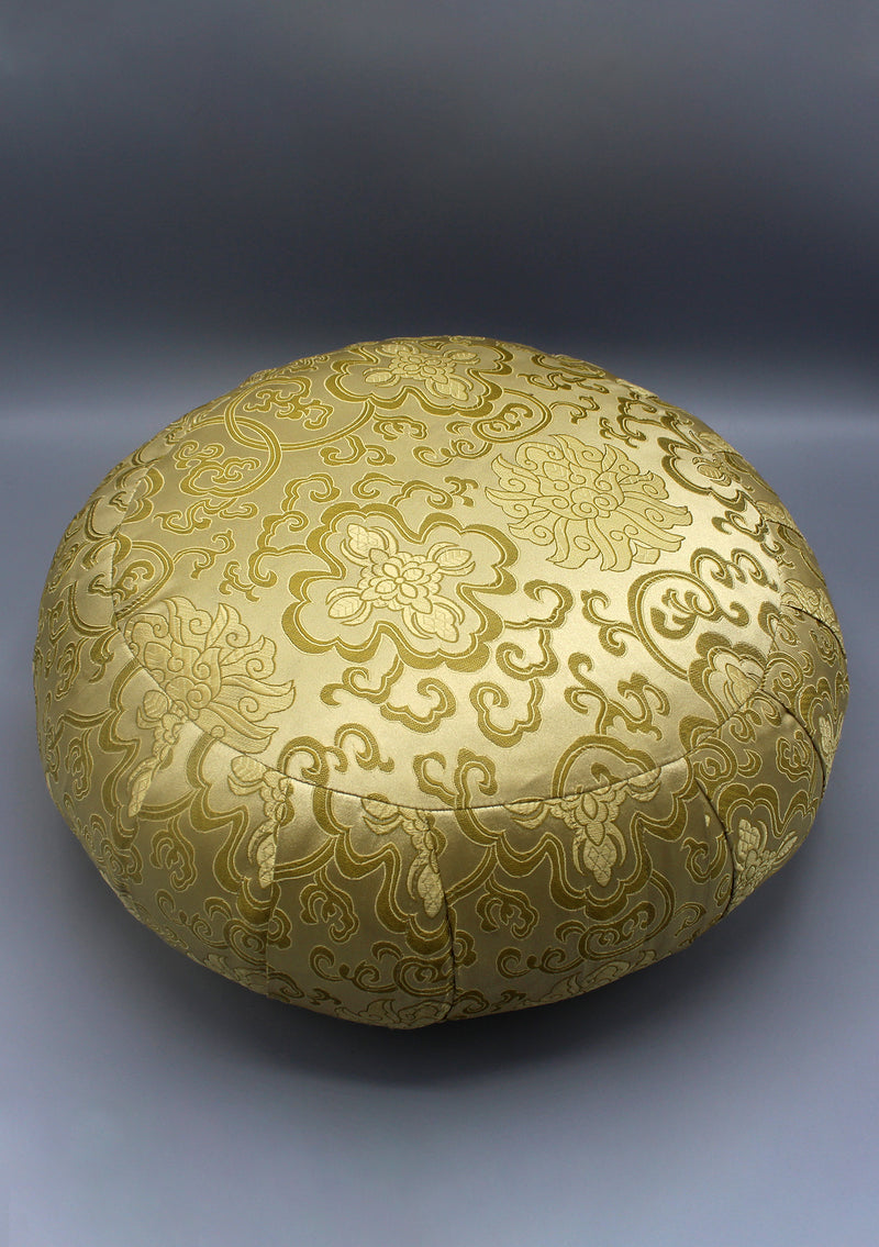 Round Stuffed Brocade Meditation and Yoga Cushion - nepacrafts