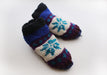 Elegant Blue and White Mixed Snow Flakes Pattern Woolen Indoor Lined Socks - nepacrafts