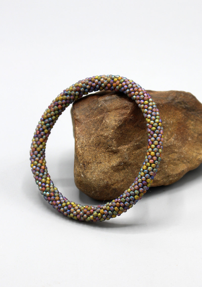 Purple Shining Glass Beads Roll on Bracelet