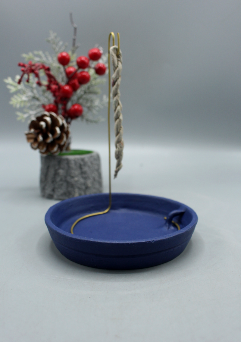 Ceramic Rope Incense Burner Blue