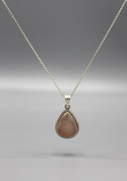 Tear Drop Shaped Milky Moonstone Sterling Silver Pendant - nepacrafts