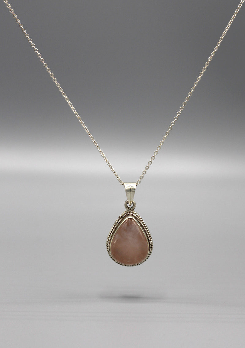 Tear Drop Shaped Milky Moonstone Sterling Silver Pendant - nepacrafts