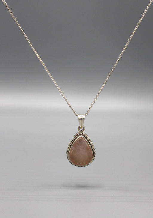 Tear Drop Shaped Milky Moonstone Sterling Silver Pendant - nepacrafts