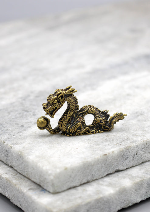 Fine Carving Brass Dragon Mini Statue