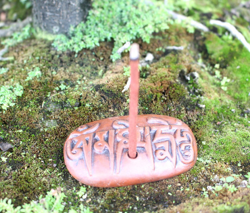 Om Mani Padme Hum Clay Incense Burner - nepacrafts