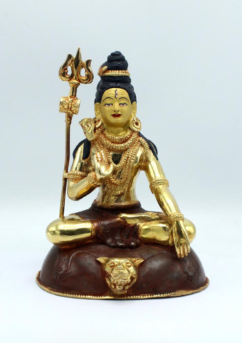 Divine Grace: Gold-Plated Lord Shiva Copper Statue