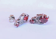 Shiny Garnet Inlaid Sterling Silver Earrings - nepacrafts