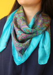 Colorful Soft Summer Floral Printed Silk Square Scarves - nepacrafts