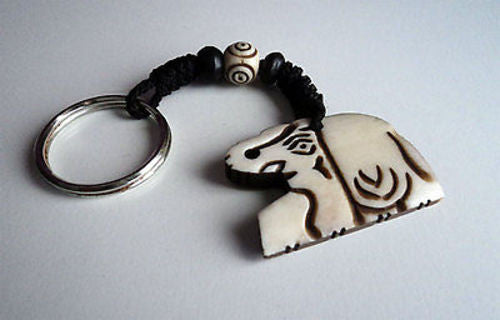 Handcarved Bone Elephant Keychain - nepacrafts